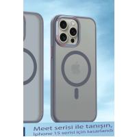 Movenchy iPhone 15 Pro Kılıf Radyant Magsafe Kapak - Titan Gri