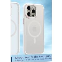 Movenchy iPhone 15 Pro Kılıf Radyant Magsafe Kapak - Beyaz