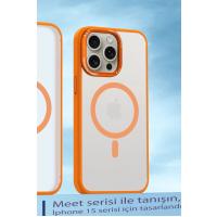 Movenchy iPhone 15 Pro Kılıf Radyant Magsafe Kapak - Turuncu