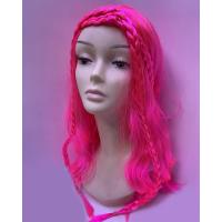 Neon Pembe Renk Örgülü Helen Karakter Peruğu Takma Saç