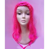 Neon Pembe Renk Örgülü Helen Karakter Peruğu Takma Saç