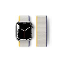 Newface Apple Watch 38mm Hasırlı Cırtcırtlı Kordon - Sarı-Beyaz