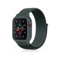 Newface Apple Watch 42mm Hasırlı Cırtcırtlı Kasalı Kordon - Haki Yeşil