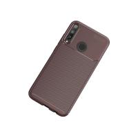 Newface Huawei P40 Lite E Kılıf Auto Focus Karbon Kapak - Kahverengi