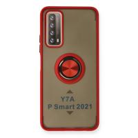 Newface Huawei P Smart 2021 Kılıf Montreal Yüzüklü Silikon Kapak - Kırmızı