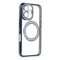 Newface iPhone 16 Kılıf Joke Simli Magneticsafe Kılıf - Lacivert