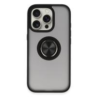 Newface iPhone 16 Pro Kılıf Montreal Yüzüklü Silikon Kapak - Siyah