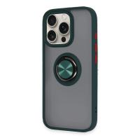 Newface iPhone 16 Pro Kılıf Montreal Yüzüklü Silikon Kapak - Yeşil