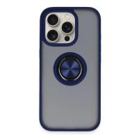 Newface iPhone 16 Pro Kılıf Montreal Yüzüklü Silikon Kapak - Lacivert