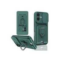 Newface iPhone 16 Kılıf Zuma Kartvizitli Yüzüklü Silikon - Yeşil