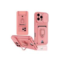 Newface iPhone 16 Pro Kılıf Zuma Kartvizitli Yüzüklü Silikon - Pembe