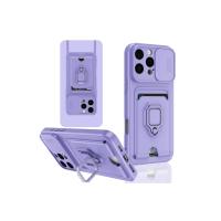 Newface iPhone 16 Pro Kılıf Zuma Kartvizitli Yüzüklü Silikon - Lila