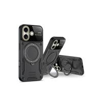 Newface iPhone 16 Kılıf Joy Lens Standlı Kapak - Siyah