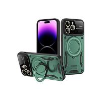 Newface iPhone 16 Pro Max Kılıf Joy Lens Standlı Kapak - Koyu Yeşil