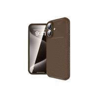 Newface iPhone 16 Kılıf Auto Focus Karbon Kapak - Kahverengi