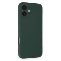 Newface iPhone 16 Plus Kılıf Nano içi Kadife Silikon - Koyu Yeşil