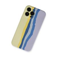 Newface iPhone 13 Pro Kılıf Ebruli Lansman Silikon - Sarı-Lila