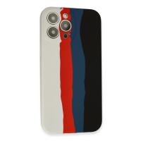 Newface iPhone 13 Pro Kılıf Ebruli Lansman Silikon - Beyaz-Siyah