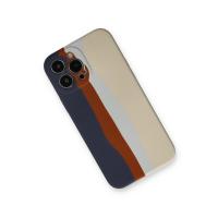 Newface iPhone 13 Pro Kılıf Ebruli Lansman Silikon - Lacivert-Krem