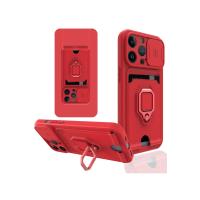 Newface iPhone 13 Pro Max Kılıf Zuma Kartvizitli Yüzüklü Silikon - Kırmızı