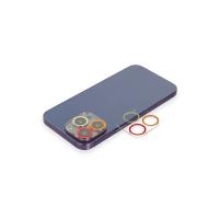 Newface iPhone 12 Pro Max Renkli Kamera Lens Koruma Cam - Turuncu-Kırmızı