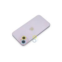 Newface iPhone 13 Mini Renkli Kamera Lens Koruma Cam - Sarı-Mavi