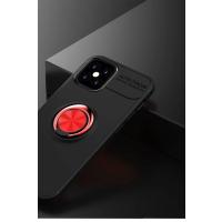 Newface iPhone 12 Mini Kılıf Range Yüzüklü Silikon - Siyah-Kırmızı