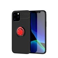 Newface iPhone 12 Kılıf Range Yüzüklü Silikon - Siyah-Kırmızı