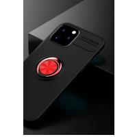 Newface iPhone 12 Kılıf Range Yüzüklü Silikon - Siyah-Kırmızı