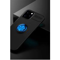 Newface iPhone 12 Kılıf Range Yüzüklü Silikon - Siyah-Mavi