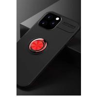 Newface iPhone 12 Pro Max Kılıf Range Yüzüklü Silikon - Siyah-Kırmızı