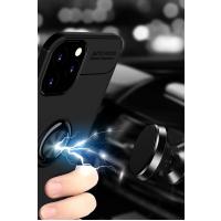 Newface iPhone 12 Pro Max Kılıf Range Yüzüklü Silikon - Siyah-Kırmızı