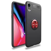 Newface iPhone XR Kılıf Range Yüzüklü Silikon - Siyah-Kırmızı