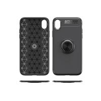 Newface iPhone XR Kılıf Range Yüzüklü Silikon - Siyah-Kırmızı