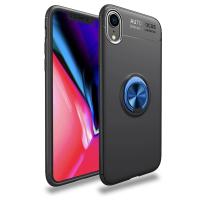 Newface iPhone XR Kılıf Range Yüzüklü Silikon - Siyah-Mavi