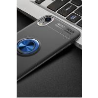 Newface iPhone XR Kılıf Range Yüzüklü Silikon - Siyah-Mavi