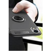 Newface iPhone XR Kılıf Range Yüzüklü Silikon - Siyah-Mavi