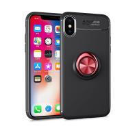 Newface iPhone XS Kılıf Range Yüzüklü Silikon - Siyah-Kırmızı
