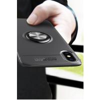 Newface iPhone XS Kılıf Range Yüzüklü Silikon - Siyah-Kırmızı