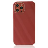 Newface iPhone 12 Pro Max Kılıf Glass Kapak - Bordo