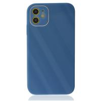 Newface iPhone 12 Kılıf Glass Kapak - Mavi