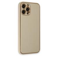 Newface iPhone 12 Pro Max Kılıf Coco Deri Silikon Kapak - Gold