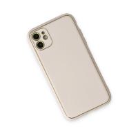 Newface iPhone 12 Kılıf Coco Deri Silikon Kapak - Beyaz