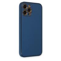 Newface iPhone 12 Pro Kılıf Coco Deri Silikon Kapak - Açık Mavi