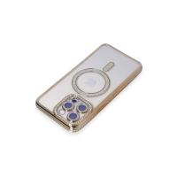 Newface iPhone 14 Pro Max Kılıf Joke Simli Magneticsafe Kılıf - Gold