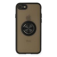 Newface iPhone 7 Kılıf Montreal Yüzüklü Silikon Kapak - Siyah