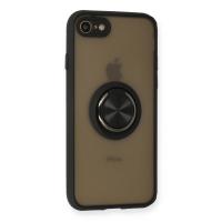 Newface iPhone 7 Kılıf Montreal Yüzüklü Silikon Kapak - Siyah