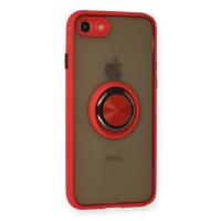 Newface iPhone 7 Kılıf Montreal Yüzüklü Silikon Kapak - Kırmızı