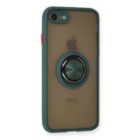 Newface iPhone 7 Kılıf Montreal Yüzüklü Silikon Kapak - Yeşil