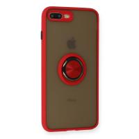 Newface iPhone 7 Plus Kılıf Montreal Yüzüklü Silikon Kapak - Kırmızı